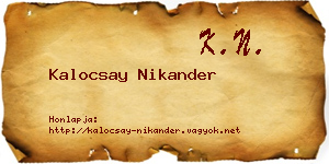 Kalocsay Nikander névjegykártya